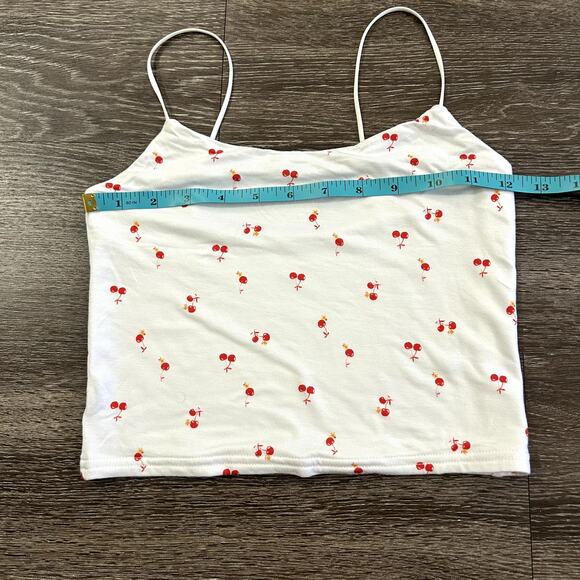 🍒 NWOT Pacsun Basics White Cherry Print Crop Cami Tank Top Size Small Y2K Cute - Picture 6 of 12